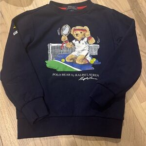 Ralph Lauren Navy Kids Sweatshirt with Polo Bear US Open